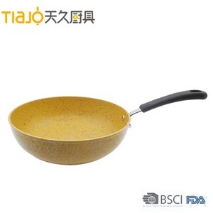 2018 new brand aluminum pressed non-stick wok with double handle