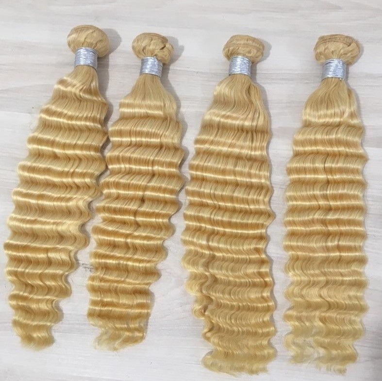 2019 Best Quality Wholesale Virgin Cuticle Aligned 613 Blonde Deep Wave Human Hair Bundle
