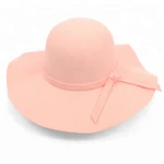 2019 China supplier 100% polyester Womens Polyester Felt Floppy Wide Brim Fedora Bowknot Hat