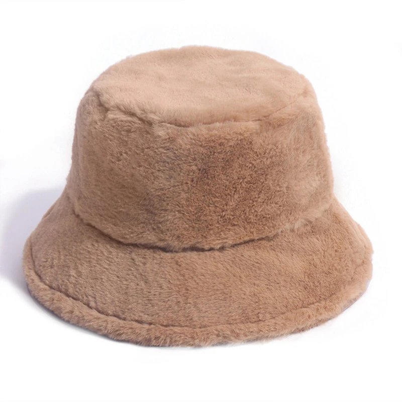2020 Best Selling Fashion Winter Fluffy Fur Bucket Hat For Women