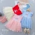 2020 new designs baby girl tulle lace princess dress kids short sleeve paillette cotton summer dress