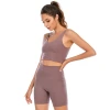 2020 new style solid fitness gathering vest-type shockproof running sports underwear Lulu Yoga sports bra