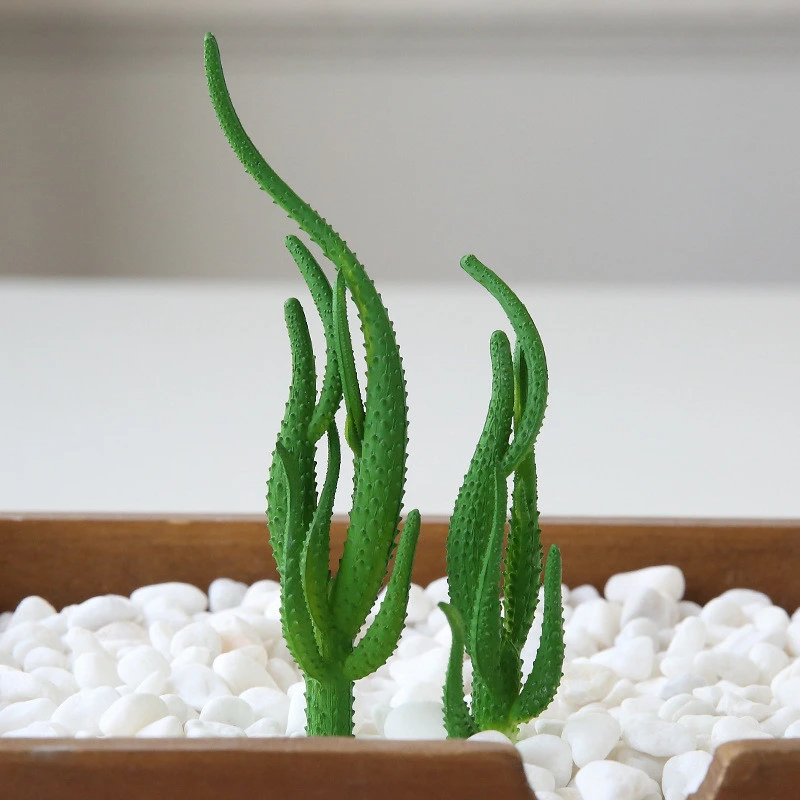 2020 wholesale 2020 Cheapest Artificial plastic succulent bonsai flocking green bookcase decorative plants Unpotted