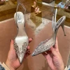 2021 Grape granules Rhinestone transparent heels Pvc Upper Crystal Slingback Wedding Shoes Pointed Toe Crystal 8 inch High Heels