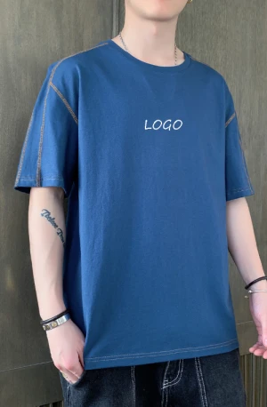 2021 Printed Logo Custom Cotton Spandex Jersey tshirt Dip Dyed T Shirt Men Long Sleeves Casual Plain Shirt