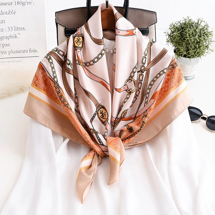2021 spring and autumn new chain scarf women&#x27;s thin square scarf shawl decoration square scarf