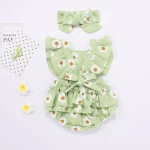 2021 Wholesale Summer Newborn Baby Girl Clothing Sets Little Daisy Sleeveless Romper Baby Girl Clothes 4 Color Optional