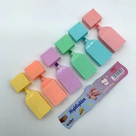 2024 B&X New Design Waffle Shaped Pastel Highlighter Marker Pen for Students & Kids 6 pack