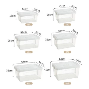 25L plastic storage box with tote and latched lid customized color