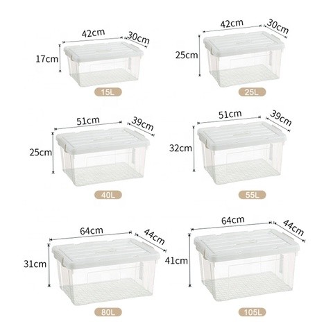 25L plastic storage box with tote and latched lid customized color