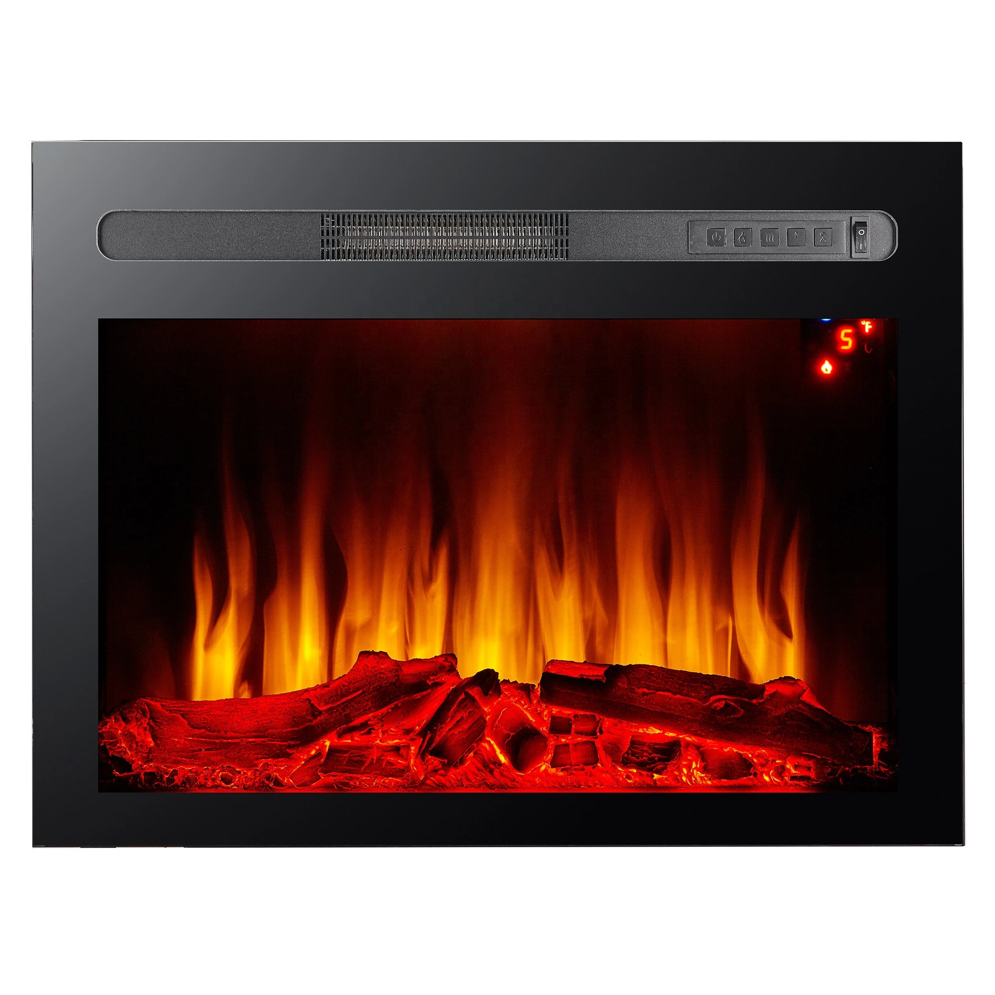 26 inch built-in or insert electric fireplace heater with remote control