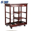 4-tier Rolling Wood Kitchen Trolley Cart Storage With Drawers Dining Portable Stand