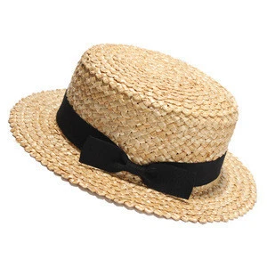 56-58cm Customized logo french female summer straw boater hat wholesale for party panama hat, women straw hat