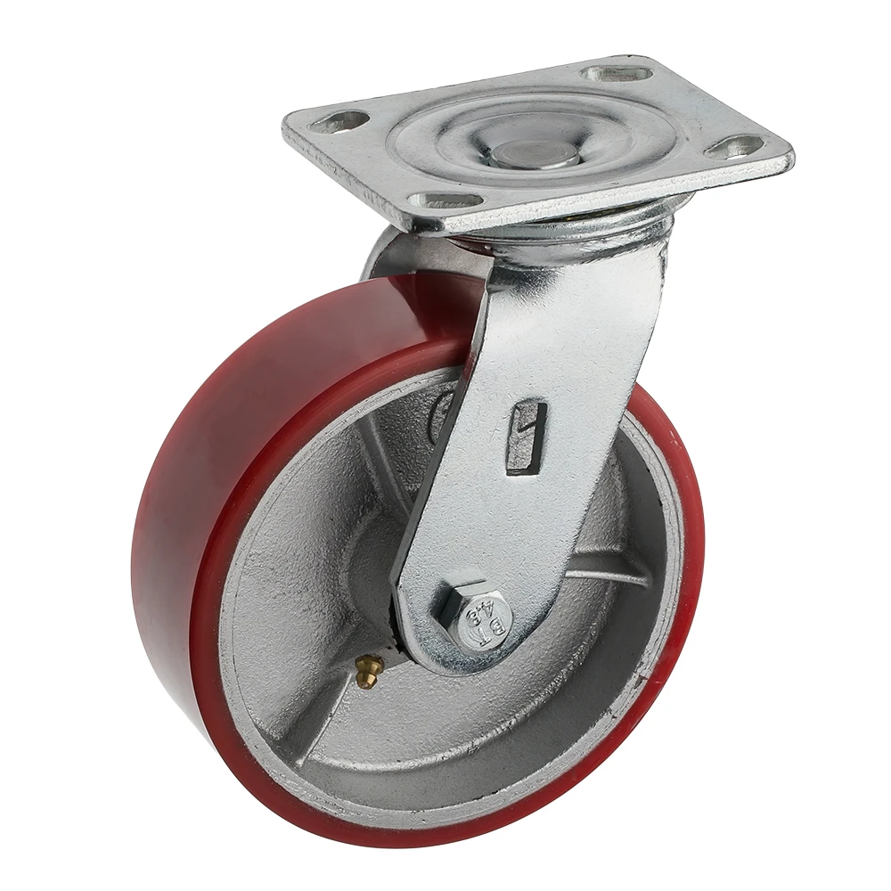 5inch brake type Roller Bearing Swivel Plate Heavy Duty PU Caster Wheel