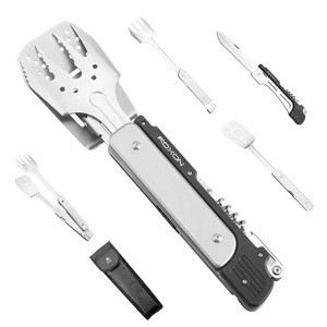 6-in-1 ROXON S601 BBQ Multi Tool Detachable and Foldable Grill Tool Set with Spatula Fork Barbecue Tongs Bottle Opener