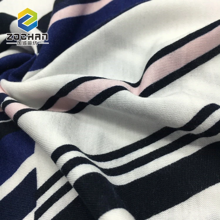 60/40 Modal Tencel Mixed Printed Stripe Jersey Fabric