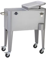 60QT metal cooler cart ,Beverage Cooler Push Cart with Wheels