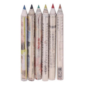 6pcs news paper pencil 3.5inch  eco friendly color pencil cheap newspaper pencil