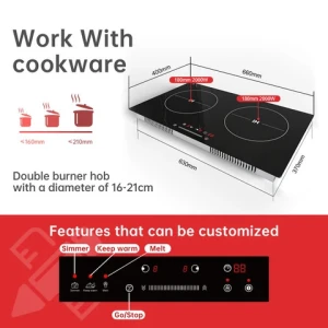 A grade Double Induction Cookers 4000w 220v Invisible Induction Cooktop Kitchen Smart Cooktop Built-in Induction Cooktop