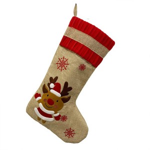 AA121 In Stock Christmas Pendant Hanging Ornaments Gift Socks Children New Year Linen Embroidered Christmas Socks Candy Bag