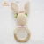 Adorable beechwood crochet baby wooden rattle bunny teether with bracelet clip set