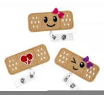 Amazon hot Bandaid cute custom embroidered heavy duty id nurse felt retractable badge reel with alligator clip