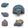 ANDE-S1010 Carved Turtle Titanium Coated Natural Stone Fengshui Home Decor