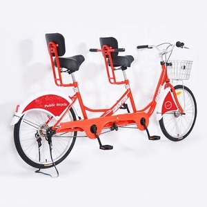 Anti-theft 24inch smart lock customized two seat tandem public touring bike bicycle