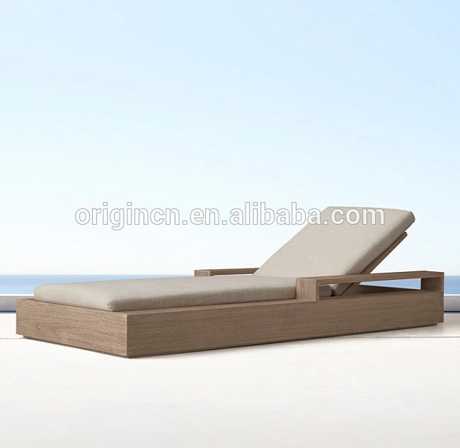 Armrest designed country style villa outdoor sleeping sunbathing daybed teak furniture