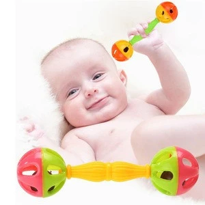 Baby Rattle Bells Shaking Dumbbells Kids Early Development Toys for 0-12 M Cute Rattles Hand Ring Bell Grasping Toy Xmas Gift