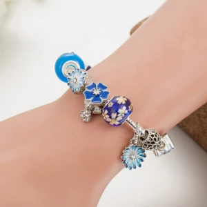 Bead Bracelets for Men Women Yoga Blue Flower Bracelet  Natural Stone Beaded Bracelets