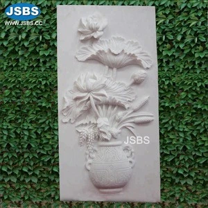 Beautiful Flower Stone Wall Relief Carving