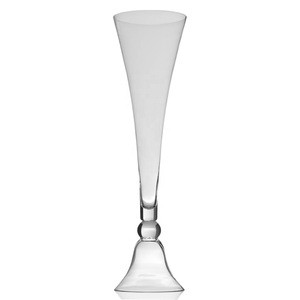Best selling transparent reversible trumpet Large Glass Clarinet Garnier flower Vase for weddings party decoration centerpiece