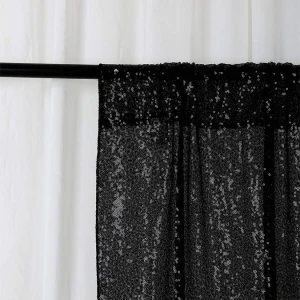 Black Large Sequins Background Popular in Greece for Wedding Scene Decoration Sequin Backdrop Curtains 3MM Sequin Fabric 5 Piece