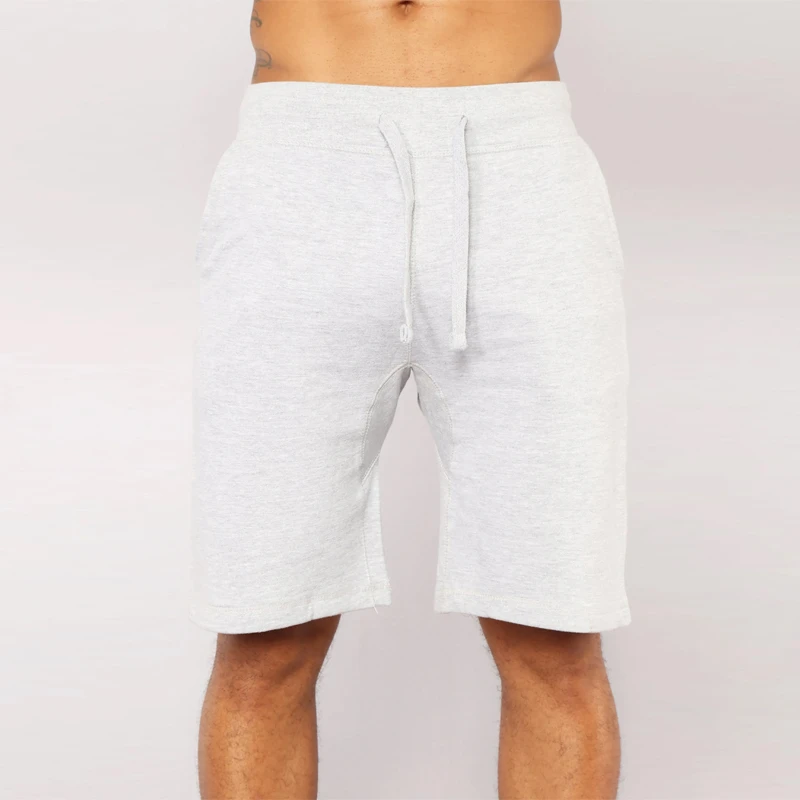 Blank plain sweat shorts sets flat drawcord grey sweat short mens cotton sweat shorts