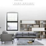 Bonanza ON LINE SALES America Grey leather modern 5year warranty  KD couch living room sofa set furniture with black coating leg