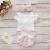 Import Boutique Toddler Girls Clothing Baby Ruffles Muslin Cotton Tops Denim Bloomer Short Headband Set Baby Girl Outfits 3T from China