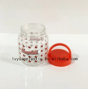 bpa free Plastic 500ml Food jar,pet jar,wide mouth plastic jar with handle red cap