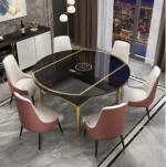 BSCI factory Extension-type High Power Induction Cooker Stainless Steel Round Tempered Glass Dining Table