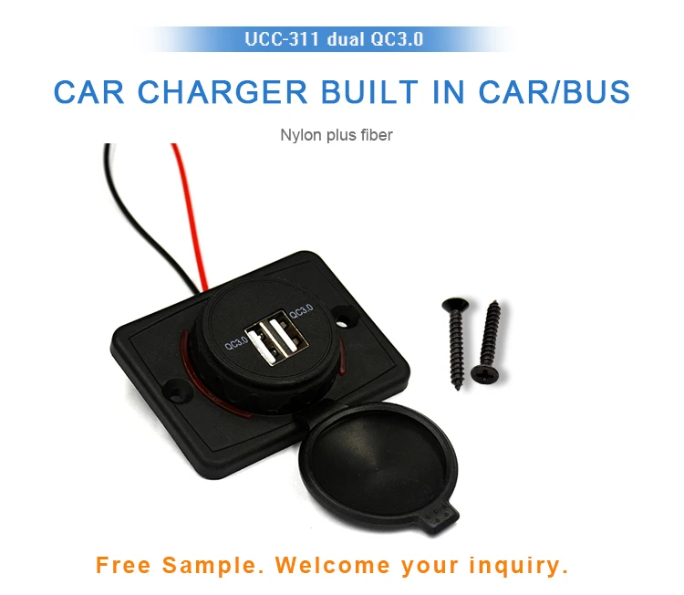 Bus Accessories Free Sample FCC Panel Charger QC3.0 Seat Charger Dual Port USB Quick Charger Socket