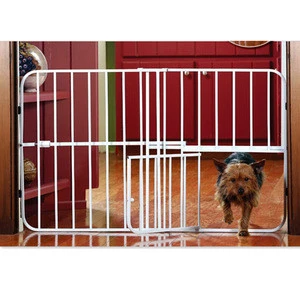 Carlson metal folding expandable pet dog gate with doors pet gate