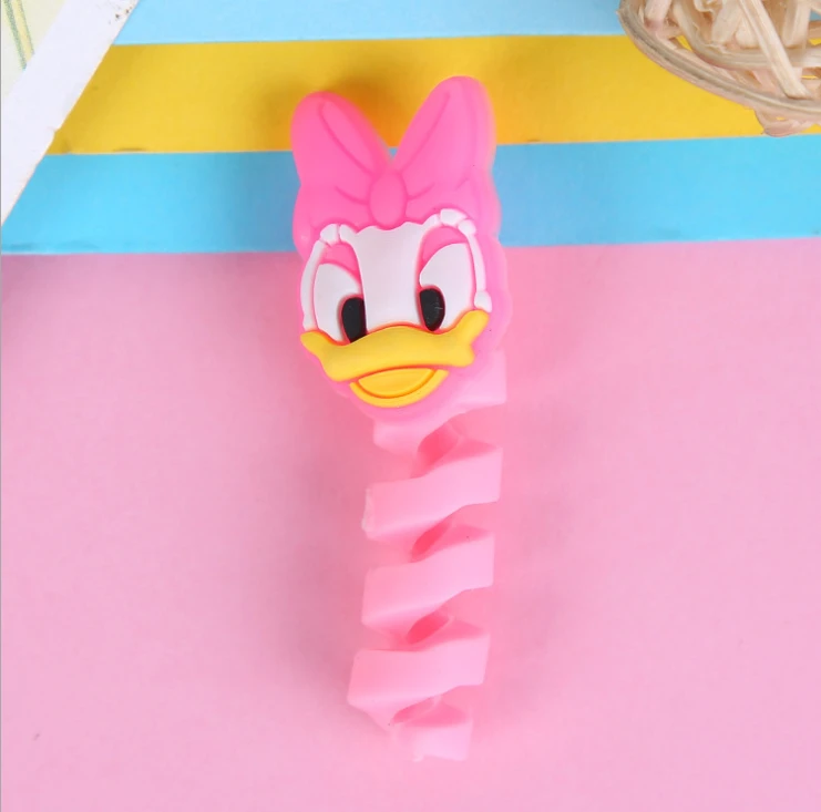 Cartoon Spiral Cable protector Data Line Silicone Bobbin winder Protective For  USB Charging earphone Case
