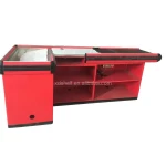 Cashier Checkout Counter With Conveyor Belt For Supermarket