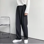 Casual Men Suits Chinese Streetwear Fashion Pant Men Black Suit White Pants Men Dress Pants Slim Fit Dress Trousers