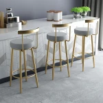 Chair Bar Counter Wholesale French Tall Table Restaurant Furniture Iron Luxury High Modern Gold Metal Stool Chair Bar