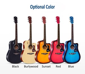 Cheap guitar wholesale china 41&#39;&#39; black color solid wood acoustic guitar Free Accessories