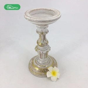 Chic Vintage Antique Small Wooden Gold Wholesale Candle Stand Art Candle Holder