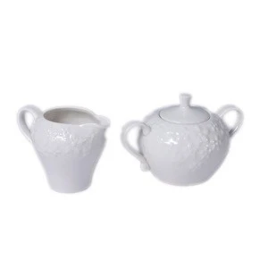 Coffee pot,white ceramic sugar pot and milk pot sets,tea sugar coffee canister