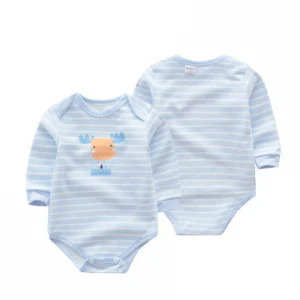 Colored Cotton Long Sleeves Baby Rompers Toddlers Sleepwear Pajamas