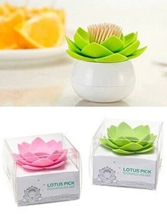 Colorful plastic lotus toothpick holder /80 toothpicks
